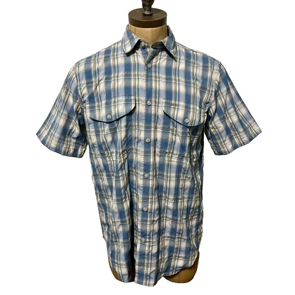 Filson Other - CC Filson Vented Fishing Shirt Mens M Blue Gray White Plaid Hiking Camping Shirt